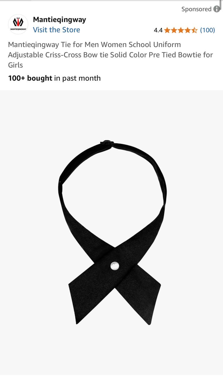 Black cross bow tie — Solomon Heights Academy uniform