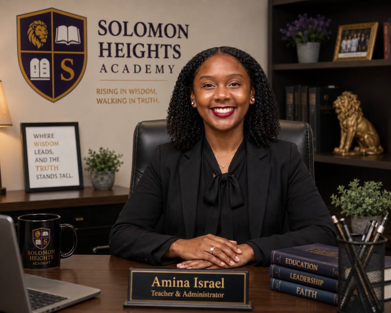 Ms. Amina Israel, Assistant Principal of Solomon Heights Academy, in her office